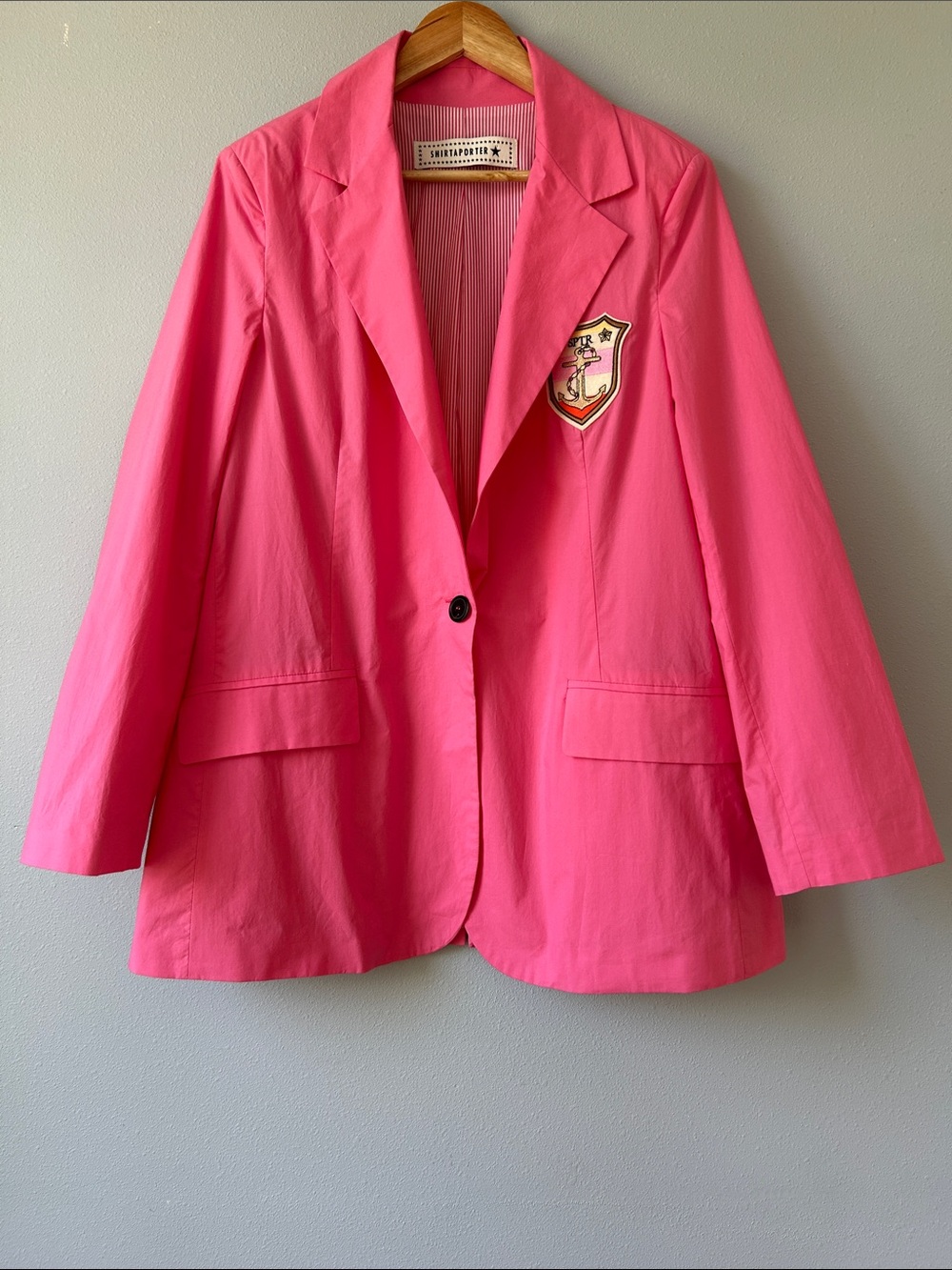 Shirtaporter • Bright Pink Cotton Blazer Jacket Size IT 46 / US 10 / Med-Lrg